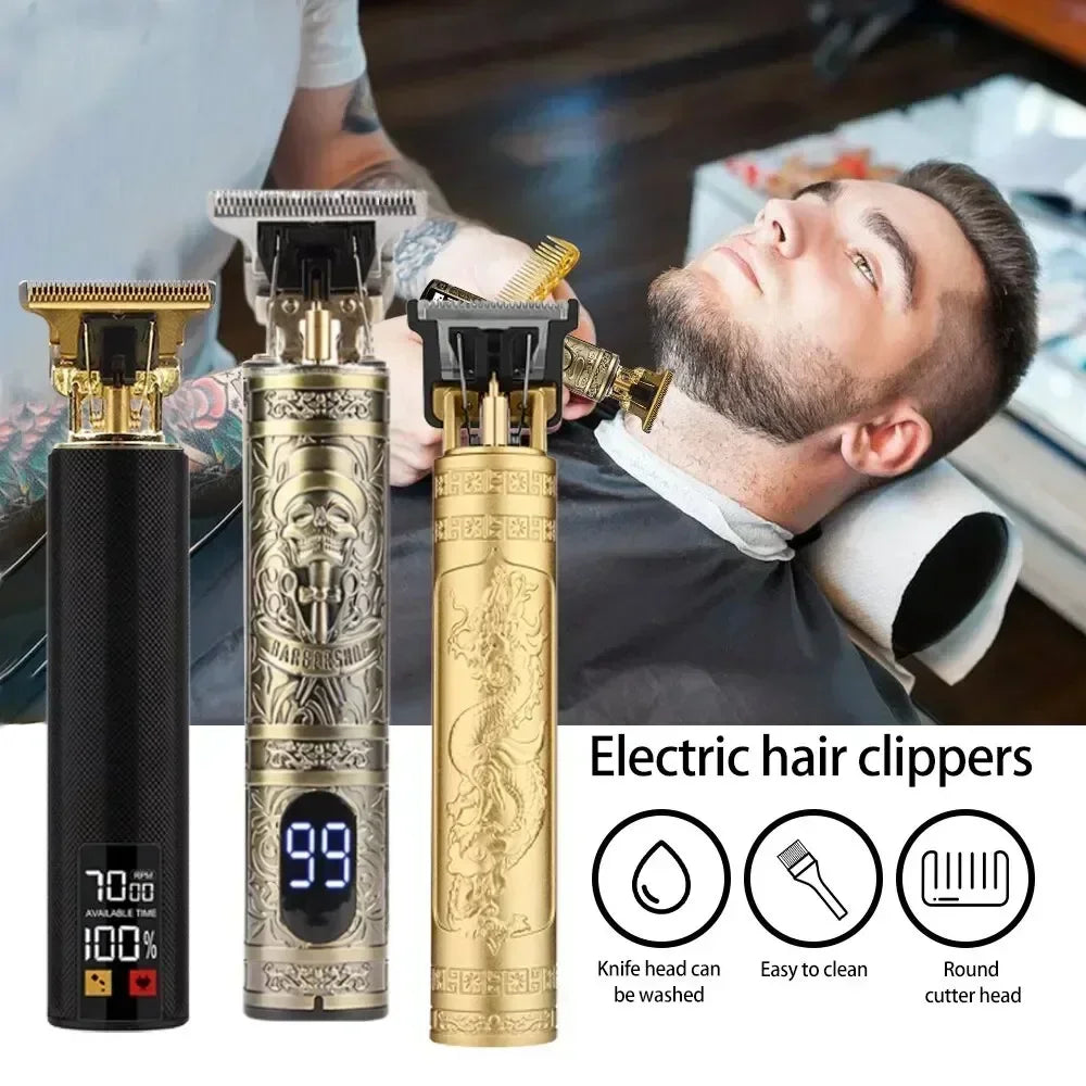 Machine de coupe de cheveux professionnelle sans fil T9 - Tondeuse de barbier pour hommes