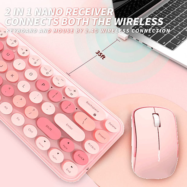 Mofii Pink Wireless Keyboard & Mouse Set