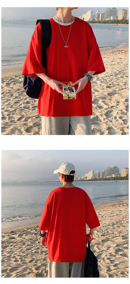 Men's Oversized Short Seleve Y2K Casual Cotton Tees