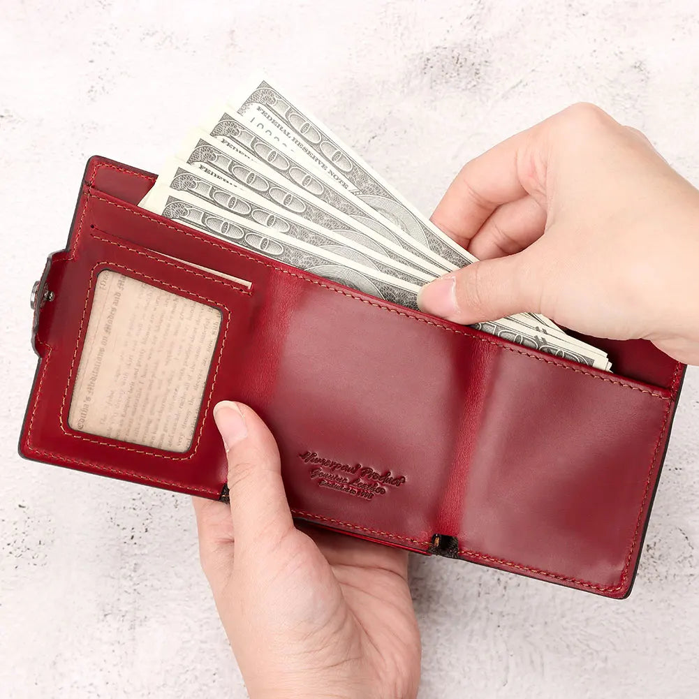 New Automatic Card Holder Genuine Leather Wallet