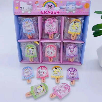 15/30-teiliges süßes Kuromi Hello Kitty Eiscreme-Radiergummi-Set