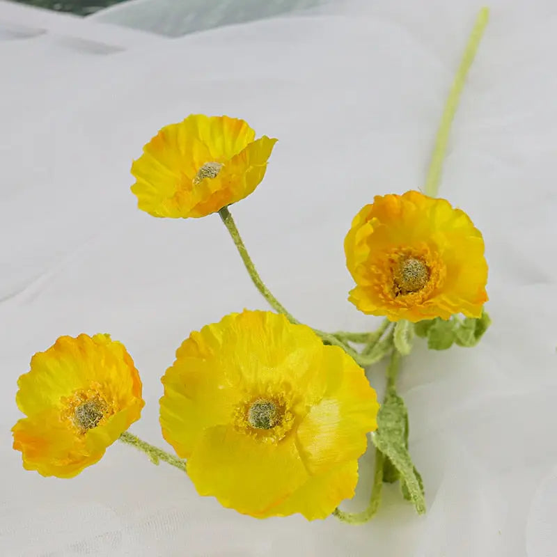 Poppy Silk Flowers - Long Stem for Home