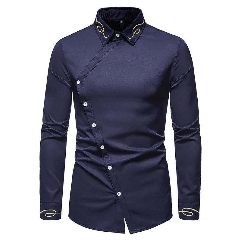 Men Long Sleeve Casual Slim Fit Plus Size  Shirt