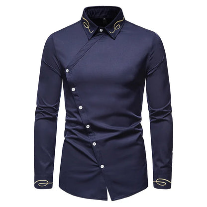 Men Long Sleeve Casual Slim Fit Plus Size  Shirt