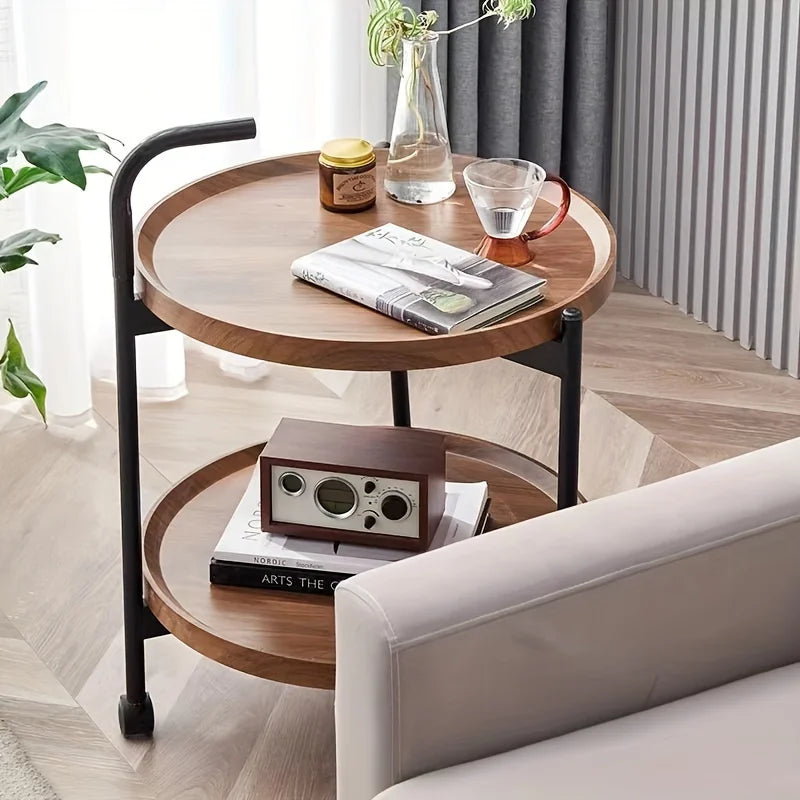 Multifunctional Double-Layer Wooden Coffee Table