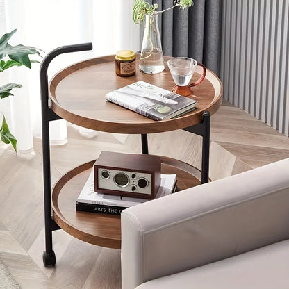 Multifunctional Double-Layer Wooden Coffee Table