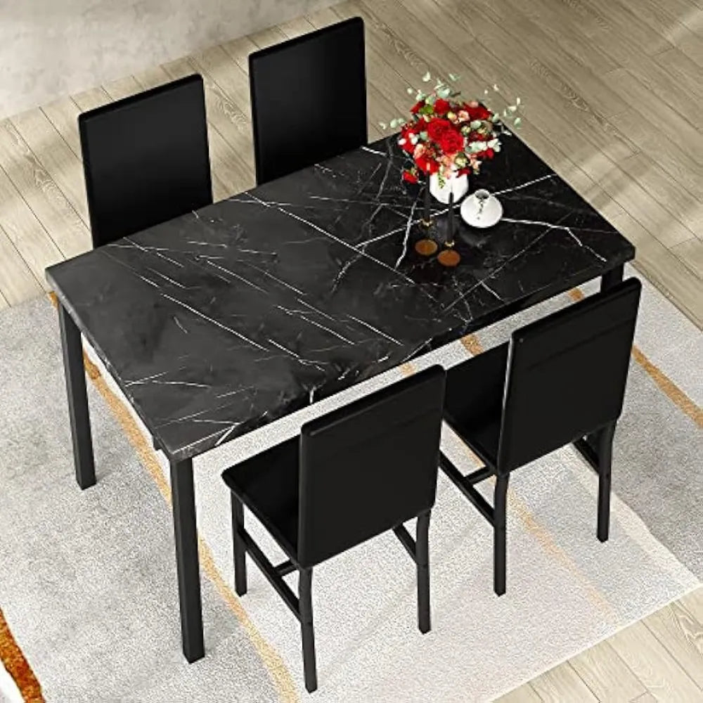 5-Piece Black Dining Table & Chair Set