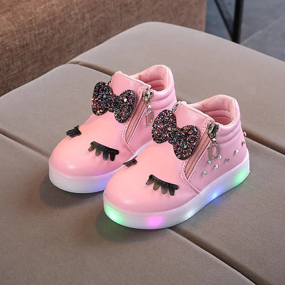 Princess Bow Glowing Sneakers for Girls