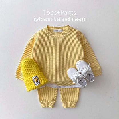 Baby Waffle material clothing suit for boys and girls