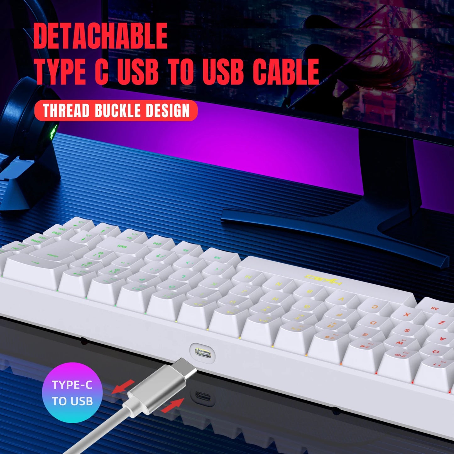 V200 Wired K68 RGB Streamer Mini Gaming Keyboard