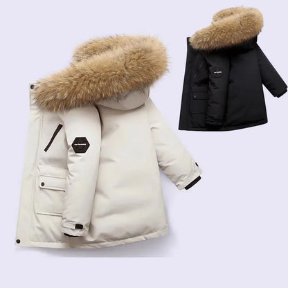 Kids' Fur Hooded Winter Jacket