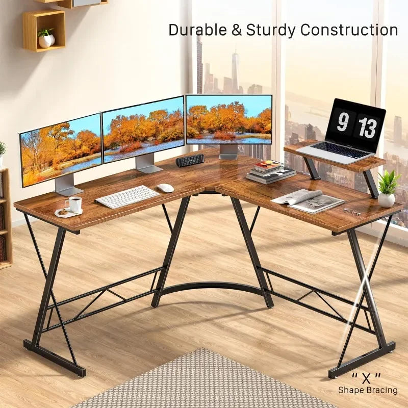 L-Shape Home Office Desk with Storage