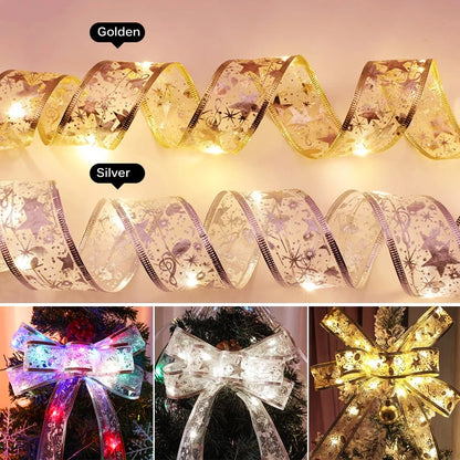 Festive DIY Ribbon Lights Xmas & New Year Home Decor