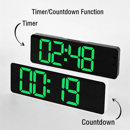 Large Digital Wall Clock with Remote/Temperature & Dual Alarms