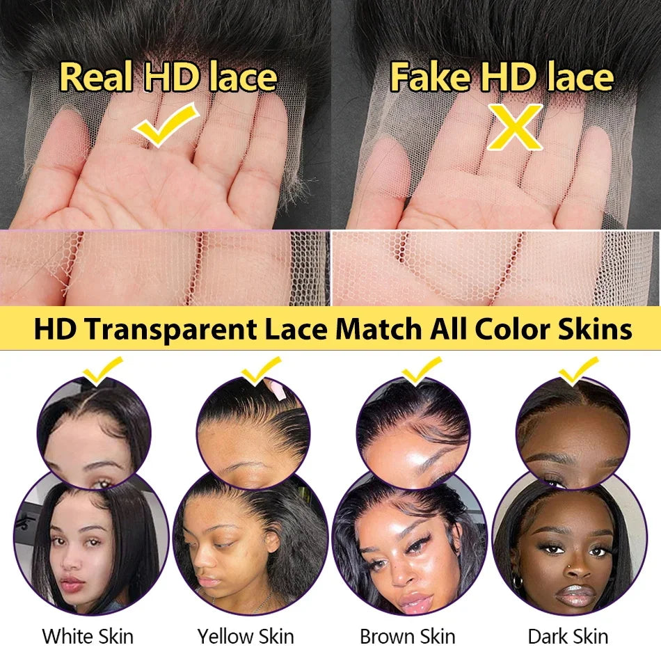 HD Transparent Bone Straight Lace Frontal Human Hair Wig