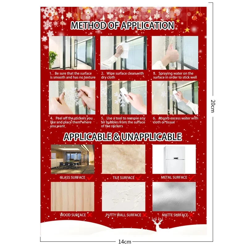 Cartoon Christmas Window Stickers - Santa Elk Xmas Decor for Festive Wall Mirrors