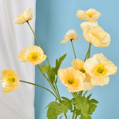 Fleurs de pavot en soie - Longue tige pour la maison