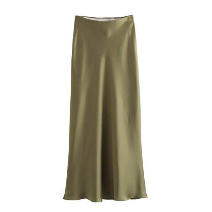 Damen Midi-Plissee-Rock aus Satin