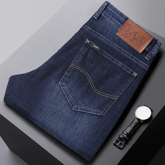 Autumn/Winter Men's Jeans Thick Straight-leg Loose-fit