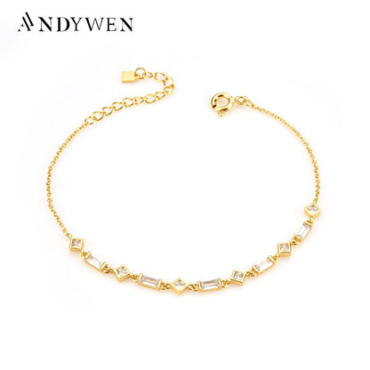 Gold Zircon Charm Chain Bracelet - JANET