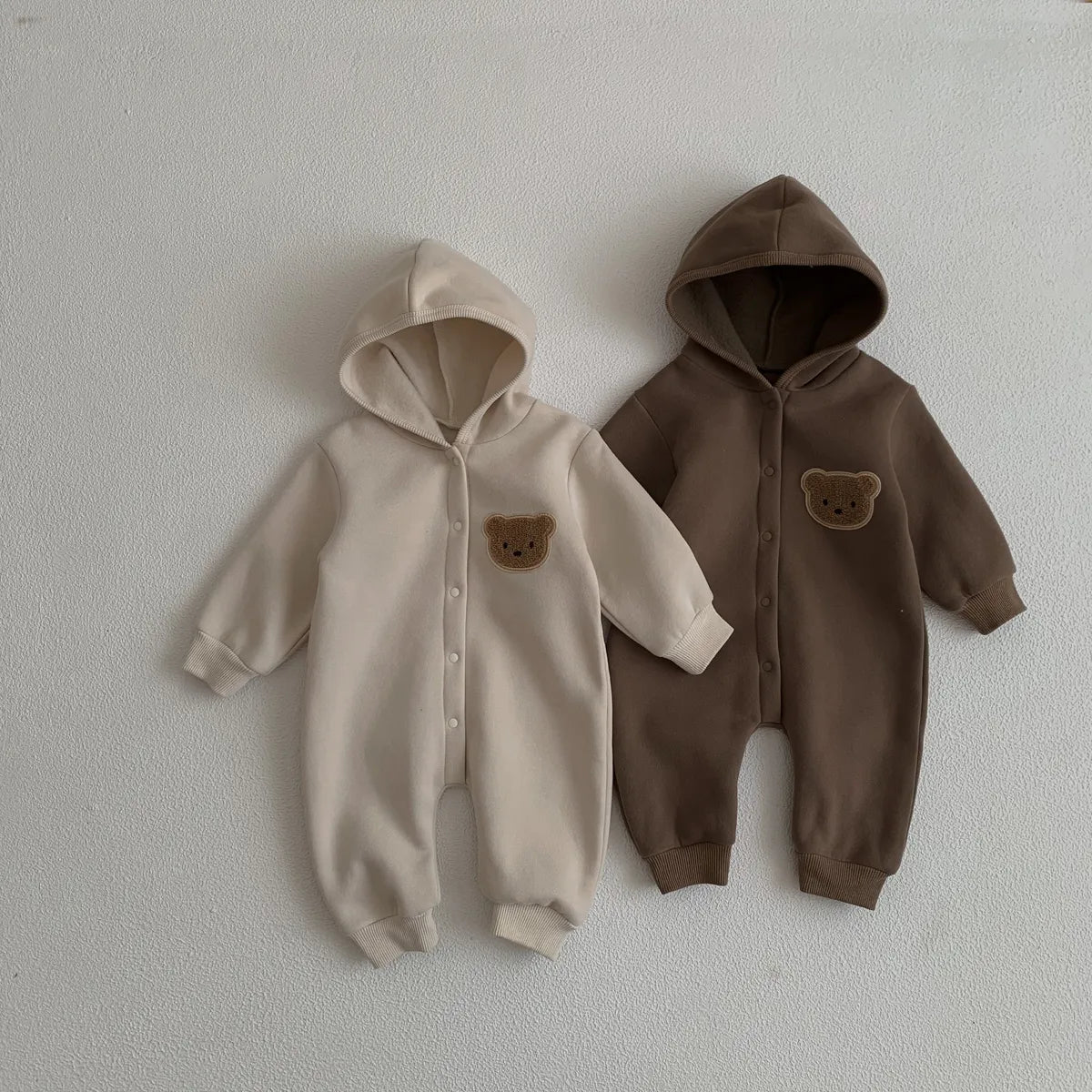 Cute Cartoon Bear Hooded Baby Jumpsuit