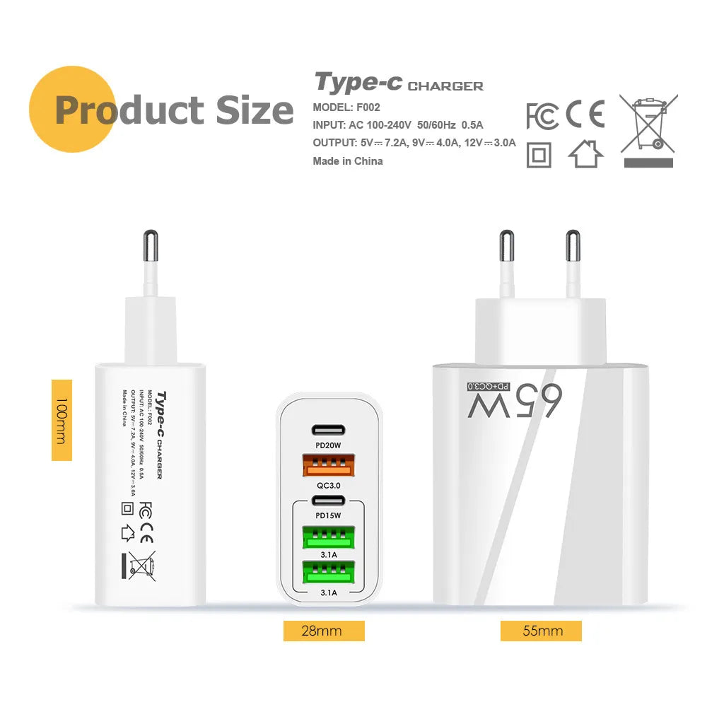 6-Port 65W Fast Charger for iPhone 14