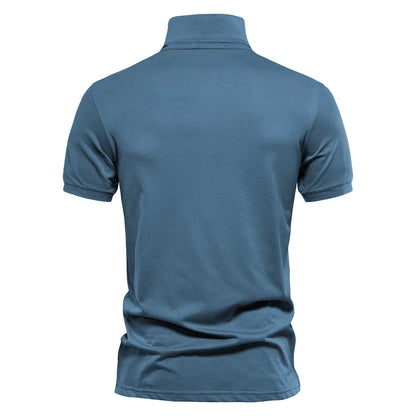 Polos en coton brodé de couleur unie pour hommes