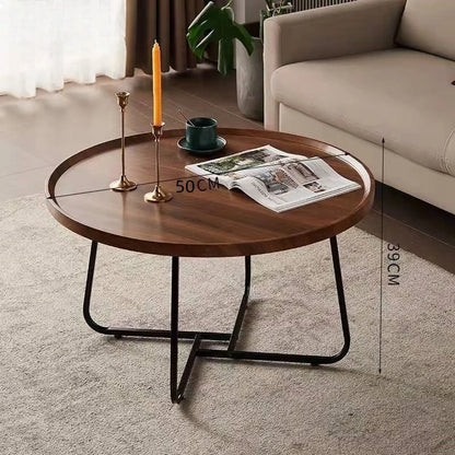 Round Coffee Table with Open Storage