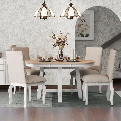 5-Piece White Dining Table Set