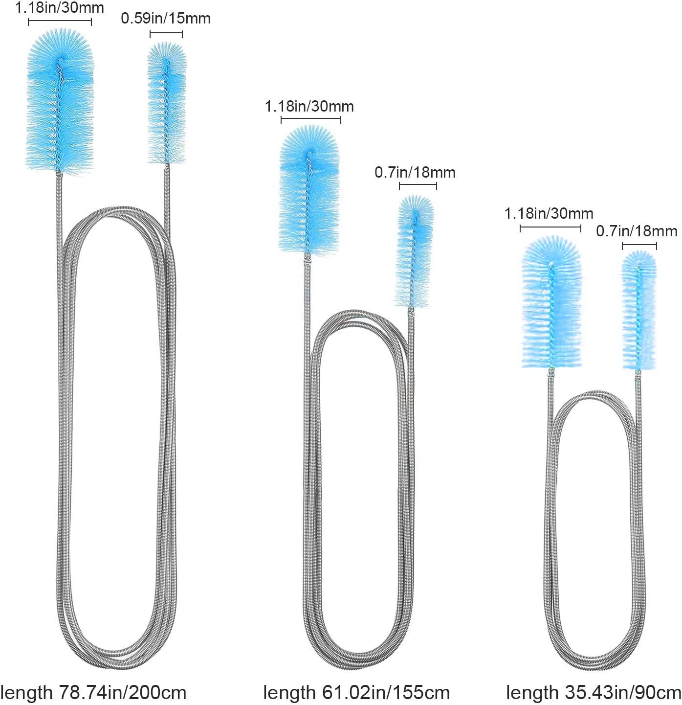 Brosse d'aquarium en acier inoxydable pour le nettoyage du filtre et du tuyau