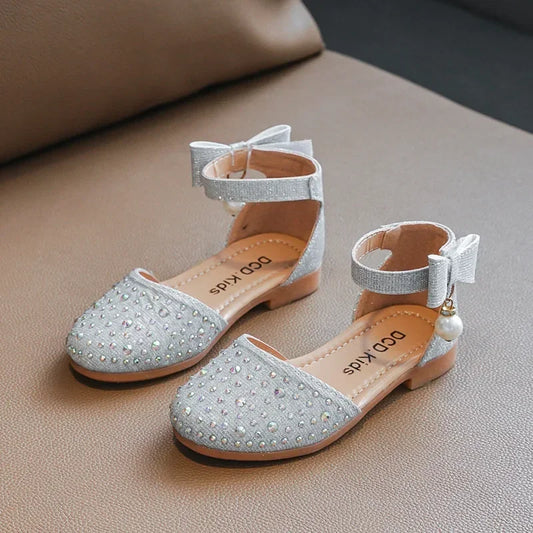 Sandales princesse pour filles, chaussures pour bébés, flambant neuves, pour fête de mariage, sandales plates d'été scintillantes, respirantes à la mode