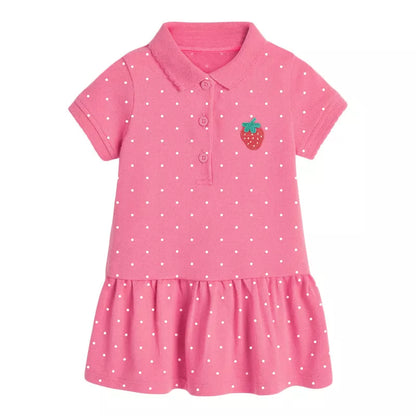 Strawberry Pink Polo Dress for Girls