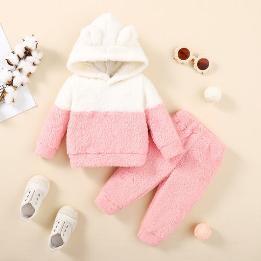 Ensemble sweat à capuche + pantalon pour nouveau-né fille