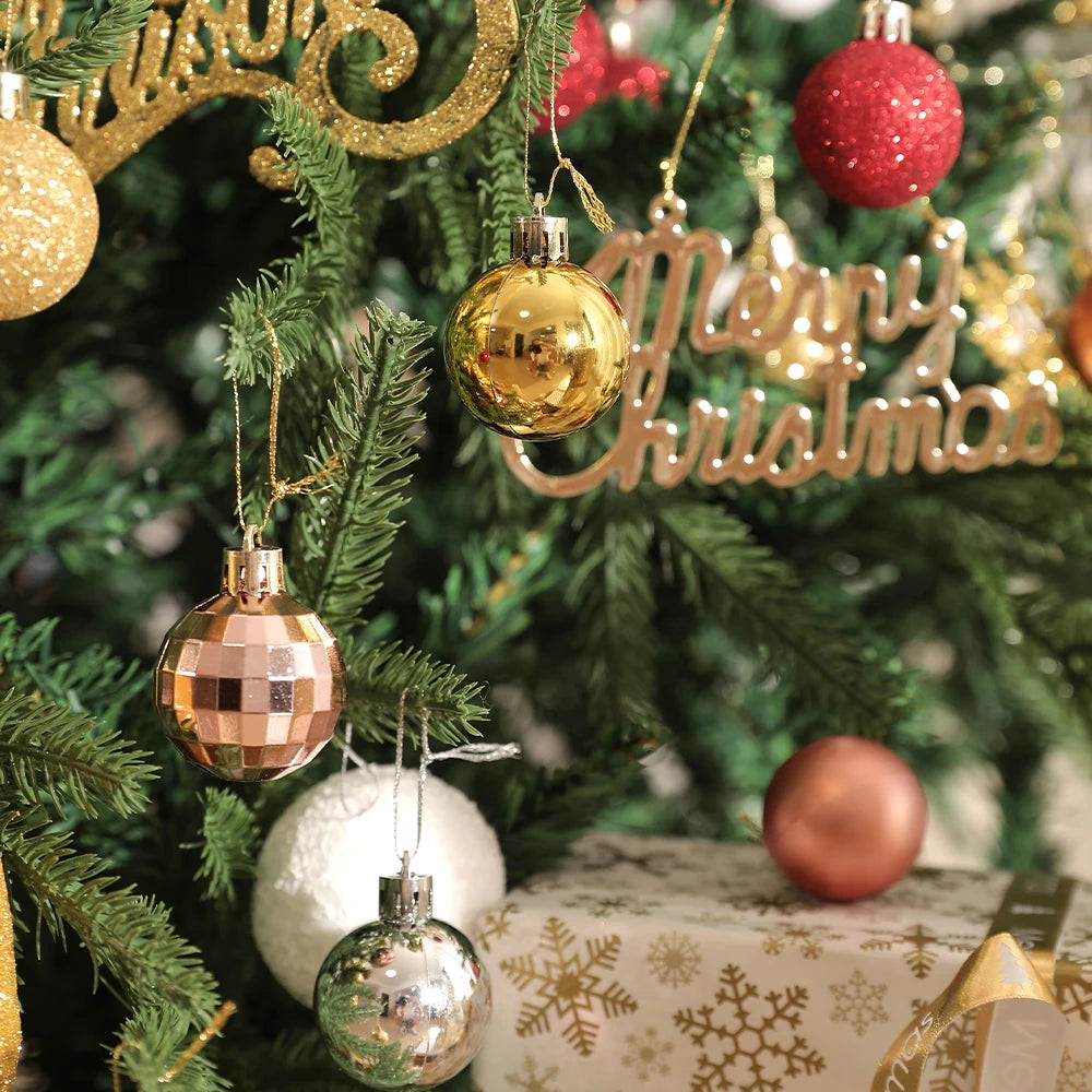 24 boules à suspendre pour arbre de Noël de 6 cm - Décorations de Noël