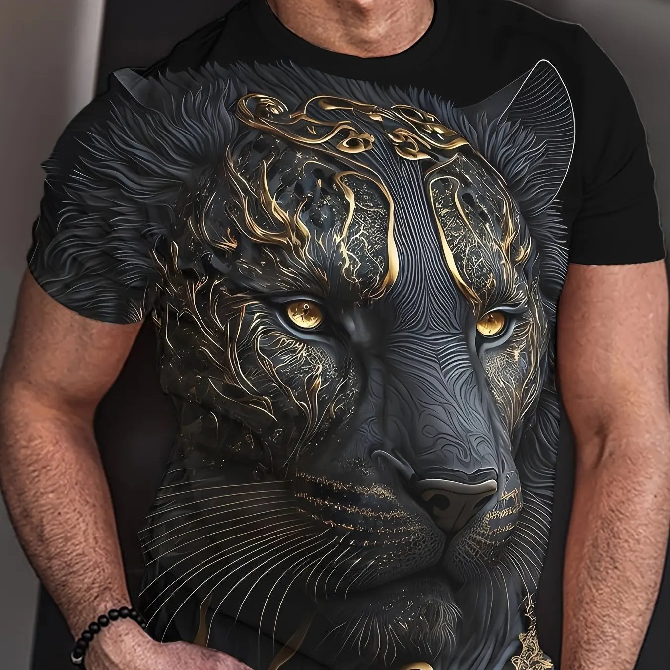 T-shirt d'été à imprimé tigre 3D pour hommes