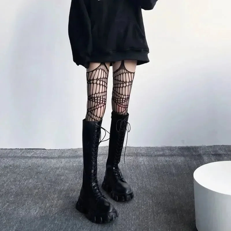 Lolita Gothic Netzstrümpfe - Halloween Overknee Strumpfhose