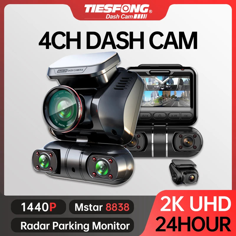 M10max 2K 1440P Dashcam mit 4CH 360° Kamera GPS – Nachtsicht &amp; 24h Parküberwachung