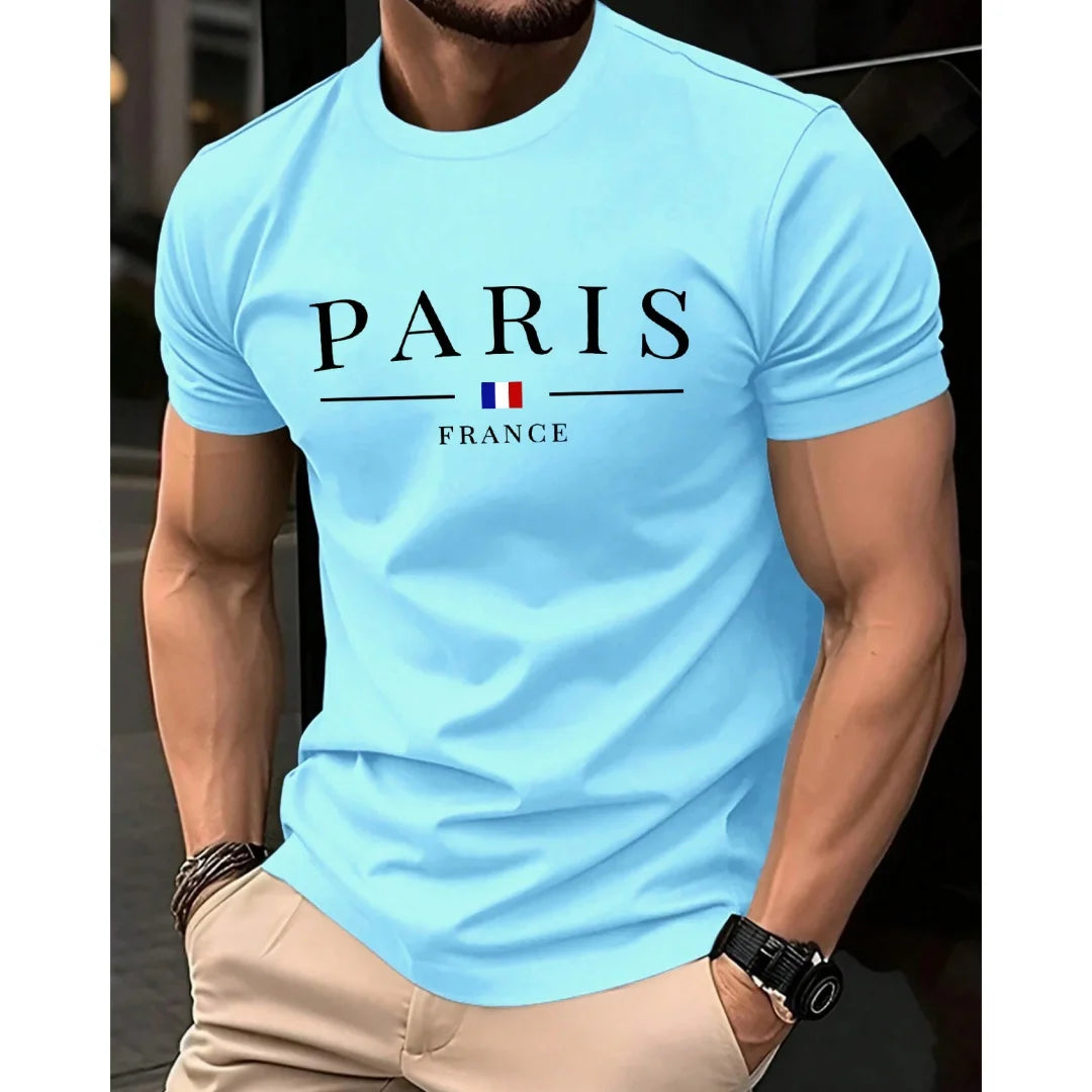 Men's Summer Short Sleeve Letter Print Pure Cotton T Shirt