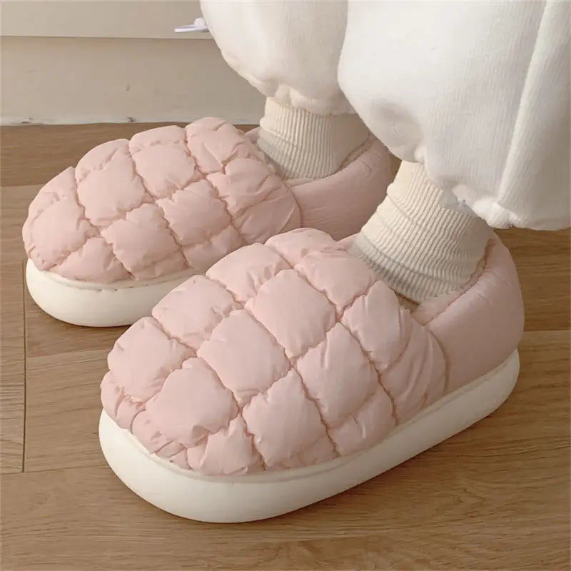 Winter Cotton Soft Thick sole Cover heel Non-slip Fluffy  Warm Cute slippers