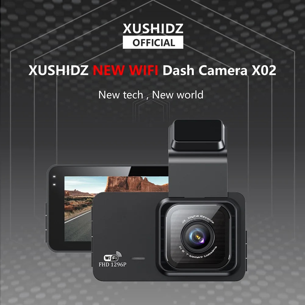 Caméra de tableau de bord avec caméra de stationnement DVR à double canal et vision nocturne, capteur G et WIFI