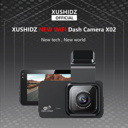 Caméra de tableau de bord avec caméra de stationnement DVR à double canal et vision nocturne, capteur G et WIFI