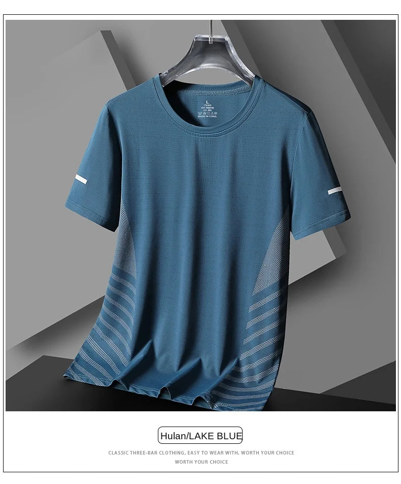 Men's Short Seleve Quick Dry Ice Silk Sport Running T-Shirts