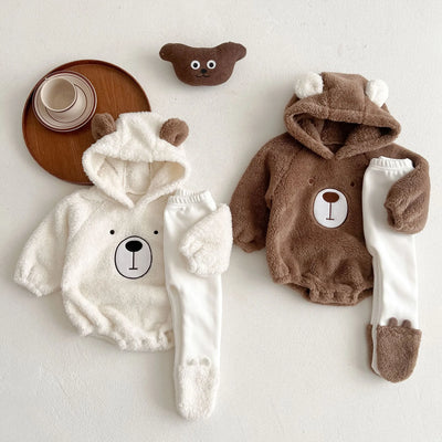 baby clothes romper  newborn baby clothes Lovely autumn and winter hooded Teddy bear Baby fleece ropa de bebe niña
