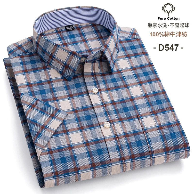 Men's Slim-Fit Long Sleeve Plaid Shirt