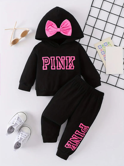 Alphabet Bow Hooded Toddler Cotton Set