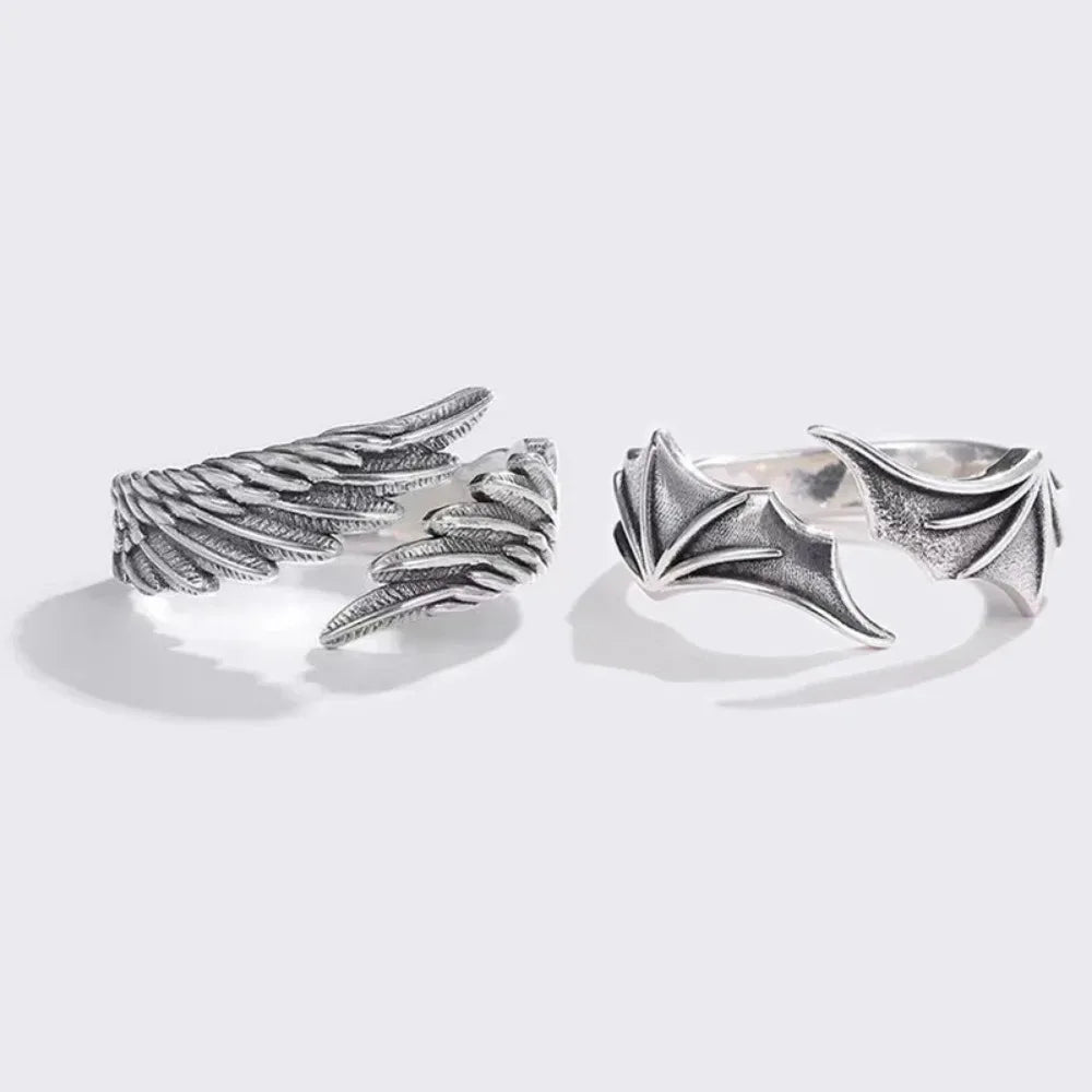 couples rings, angel wing rings, adjustable rings, eye rings, wing rings, couples bands, wing ring, angel rings, jewelry rings, ring bands, demon rings