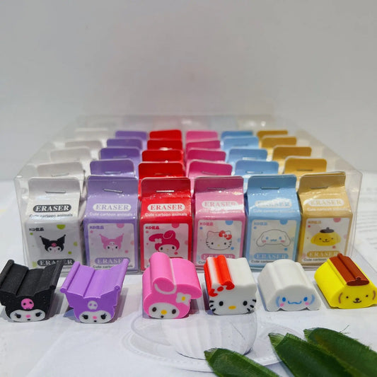 erasers, Melody Kuromi Cinnamoroll Erasers, Cartoon Press Erasers,12-24pcs Hello Kitty Kuromi Erasers