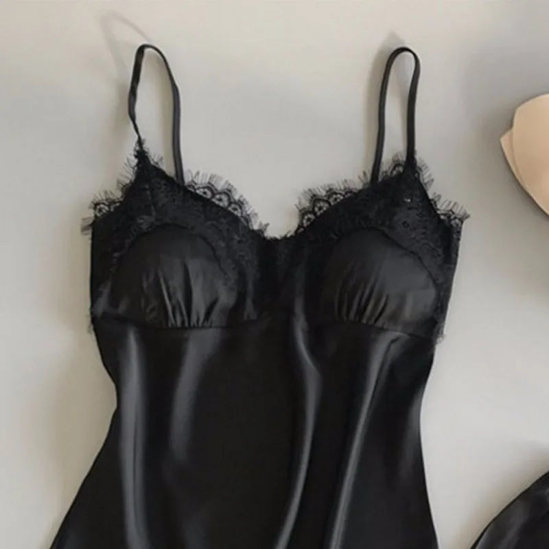 Women's Halter Pajamas 2-Piece Camisole Shorts Sexy Lace Breathable Comfort Wear