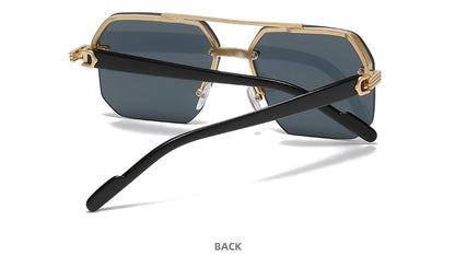 Doppelsteg-Sonnenbrille mit quadratischem Rahmen und Polygon-Muster für Damen