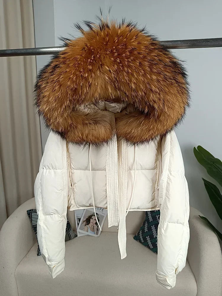 Women's Duck Down Real Fox Fur Hooded Jacket.